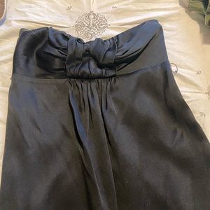Black Satin Strapless Flowy Top